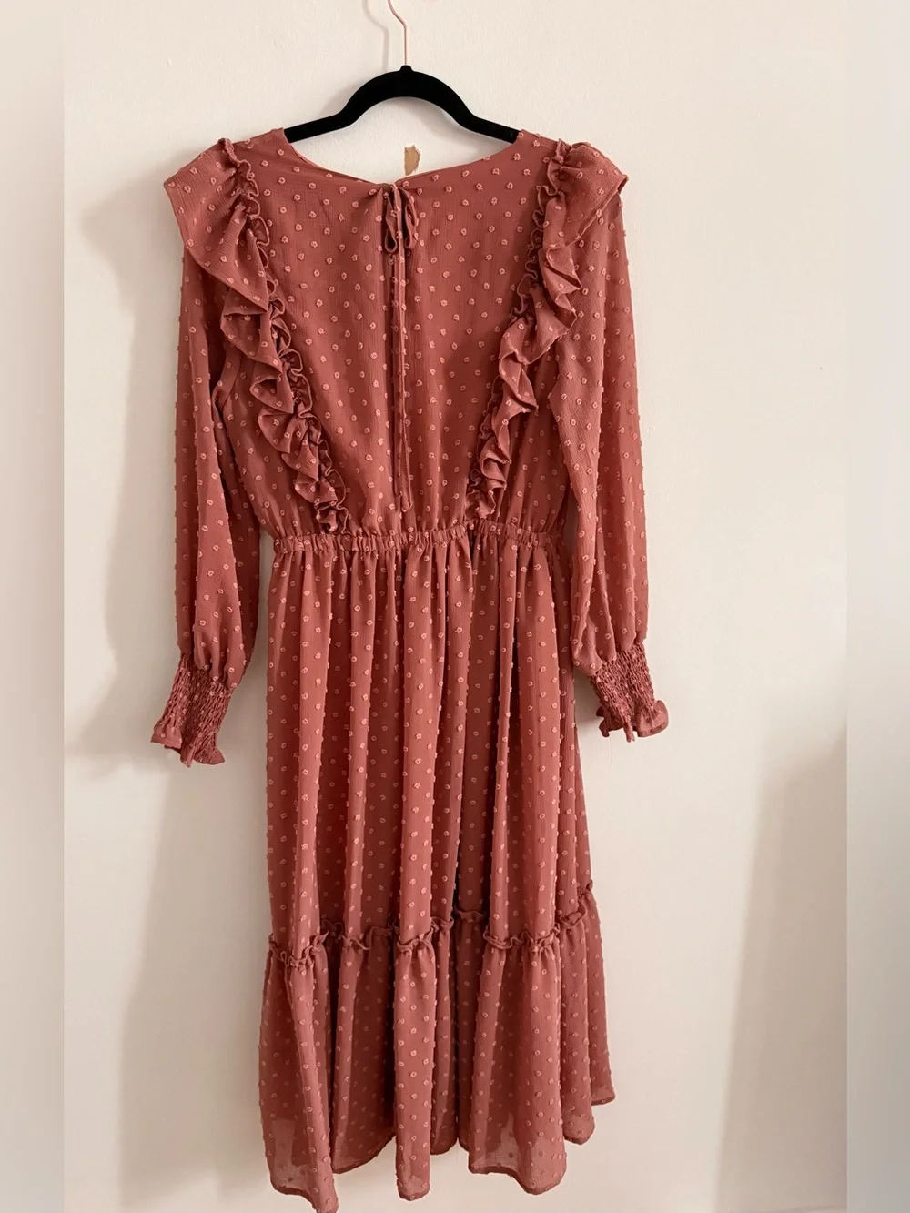 Embroidered Pink Ruffle Maxi Dress - Picture 2 of 2